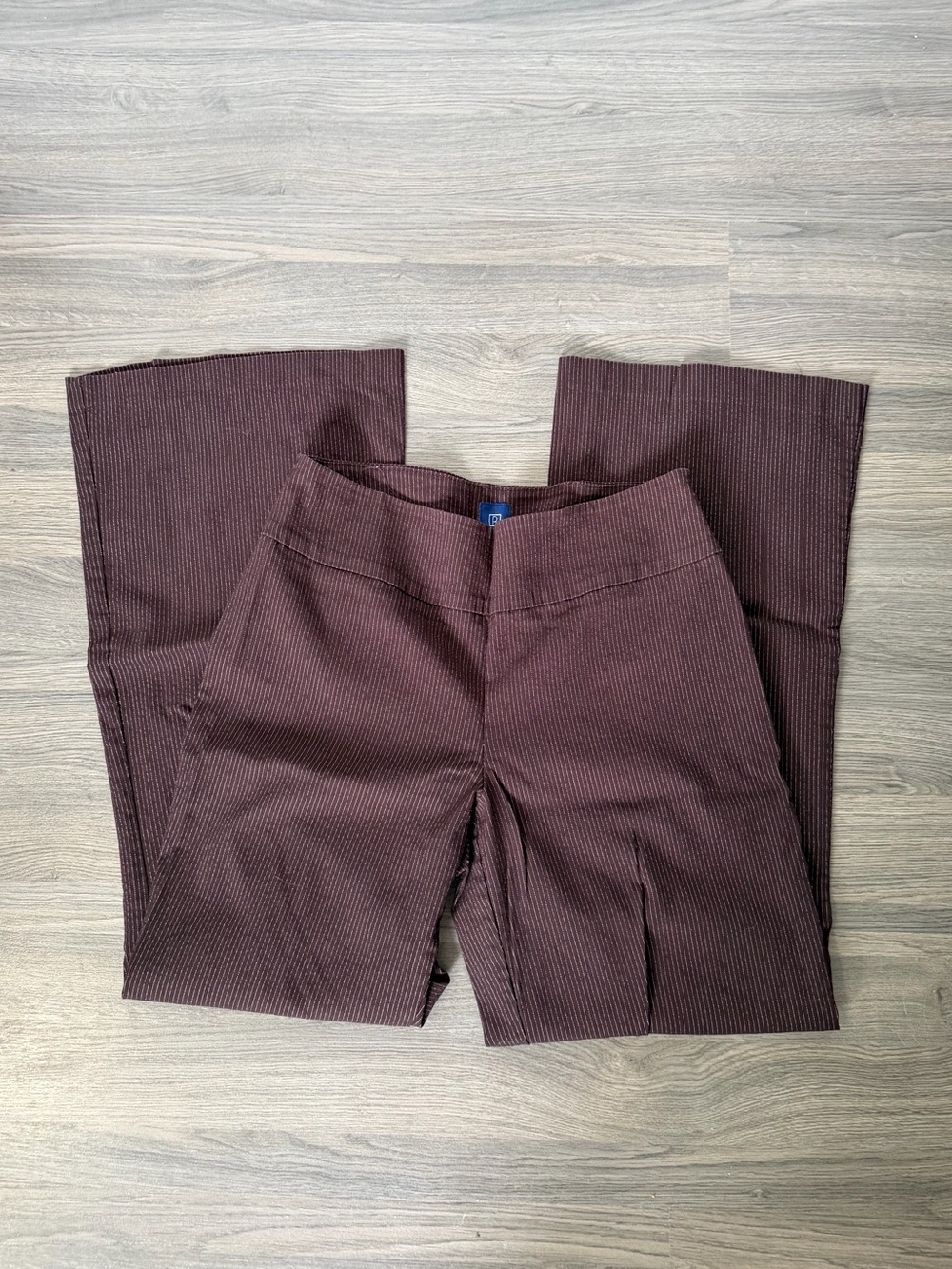 Women’s Petite Reitmans Pinstripe Brown Flare Leg Trouser Dress Pants